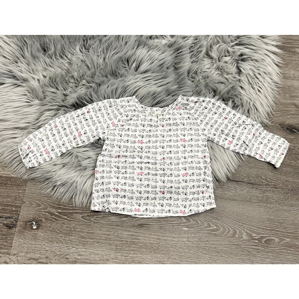 Crazy 8 Infant Girls Elephant Long Sleeve Blouse Top Size 18/24month‎